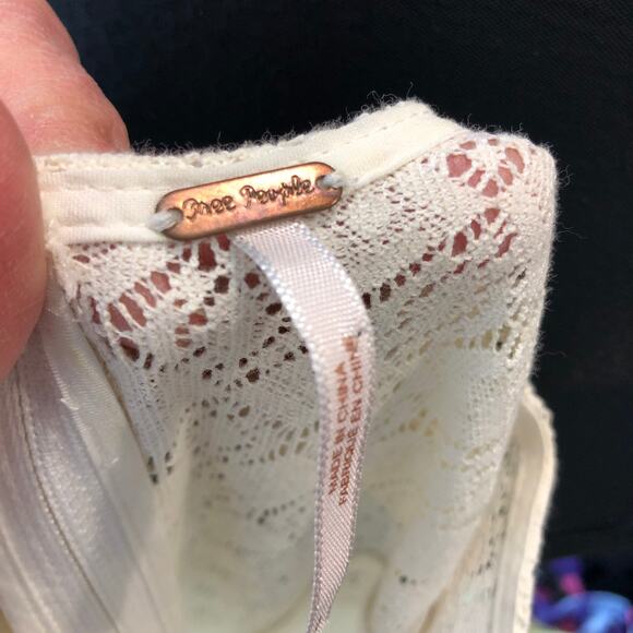 Free People - Ivory Crochet Lace Daisy A-line Mini Dress Women's Sz 0 - Picture 7 of 9